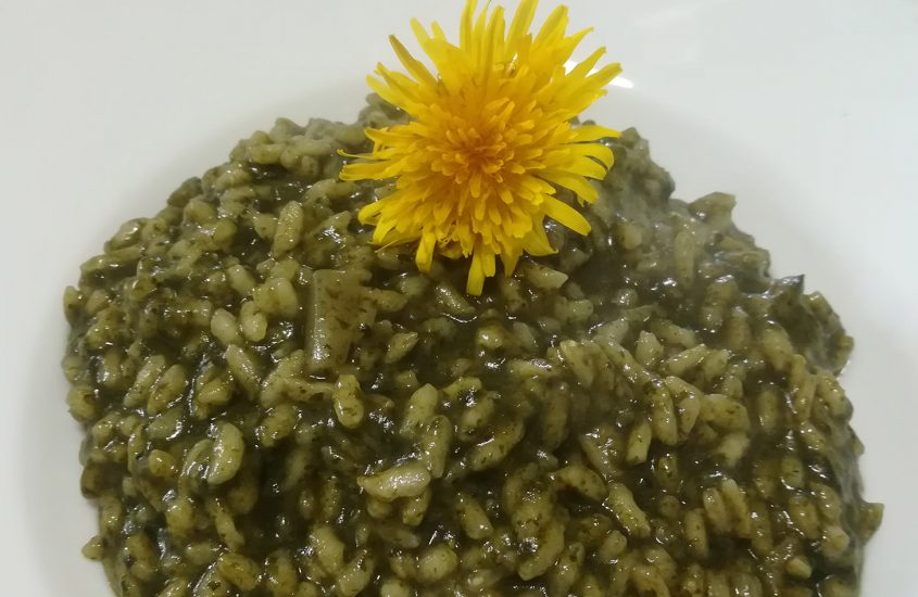 Risotto con foglie di tarassaco